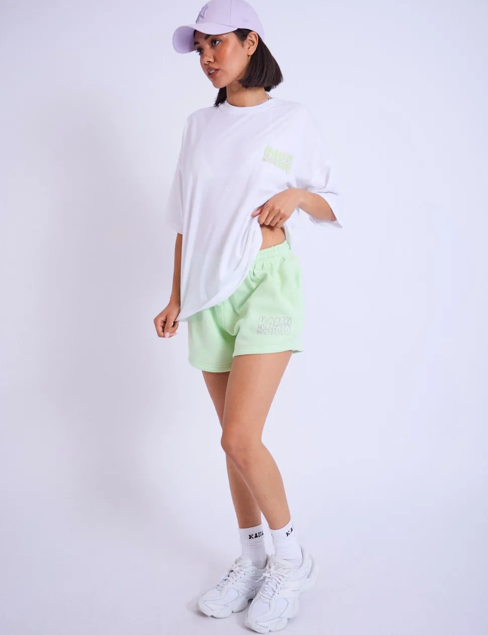 Fashion Kaiia Studio Bubble Logo Oversized T-shirt & Lime Sculpt & Leisure | Kaiia The Label