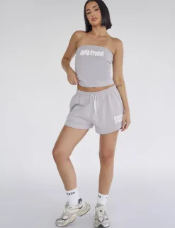 Shop Kaiia Studio Bubble Logo Bandeau Top Light Grey Sculpt & Leisure | Kaiia The Label