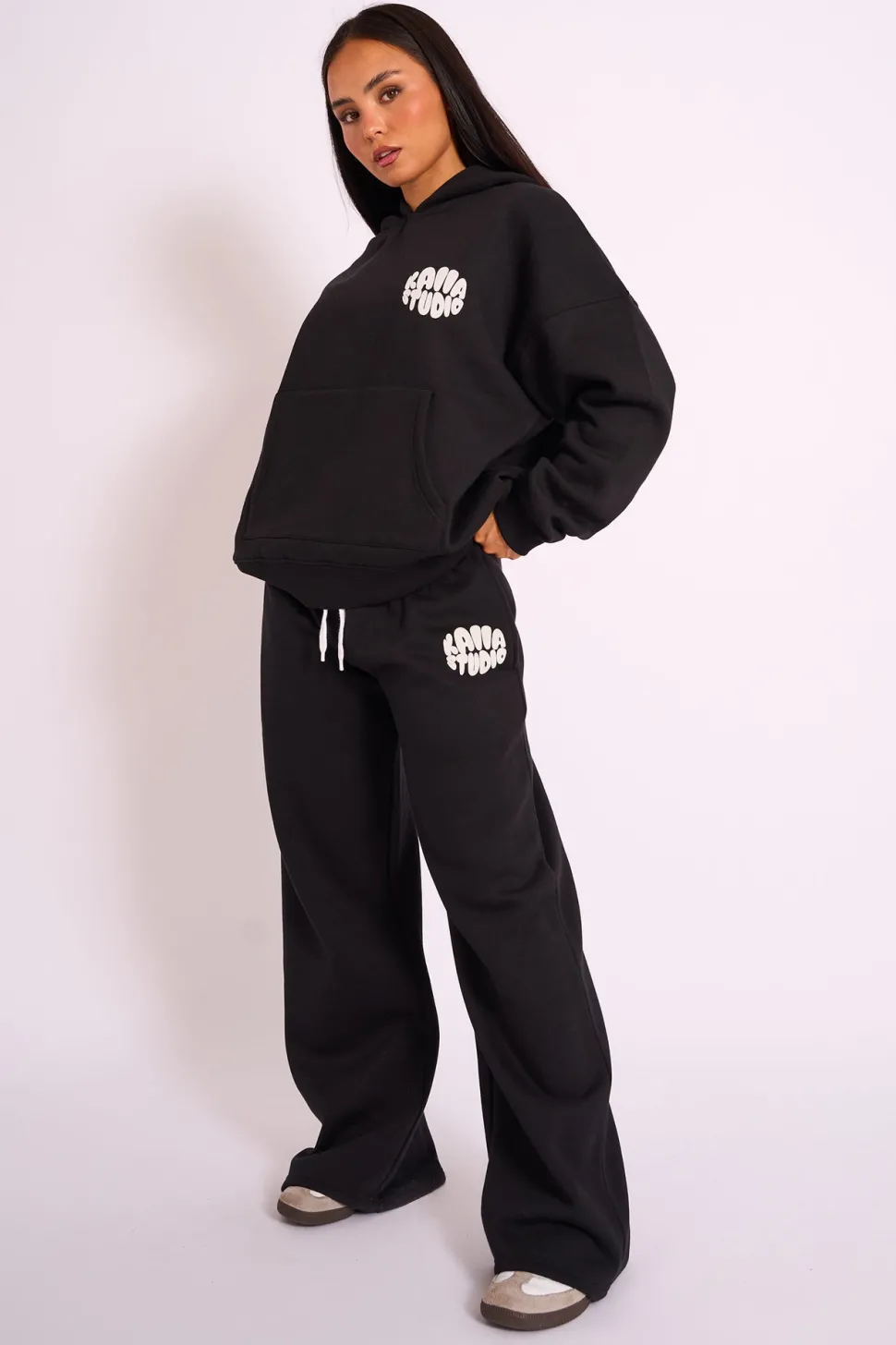 Cheap Kaiia Studio Bubble Logo Oversized Hoodie Black Sculpt & Leisure | Kaiia The Label