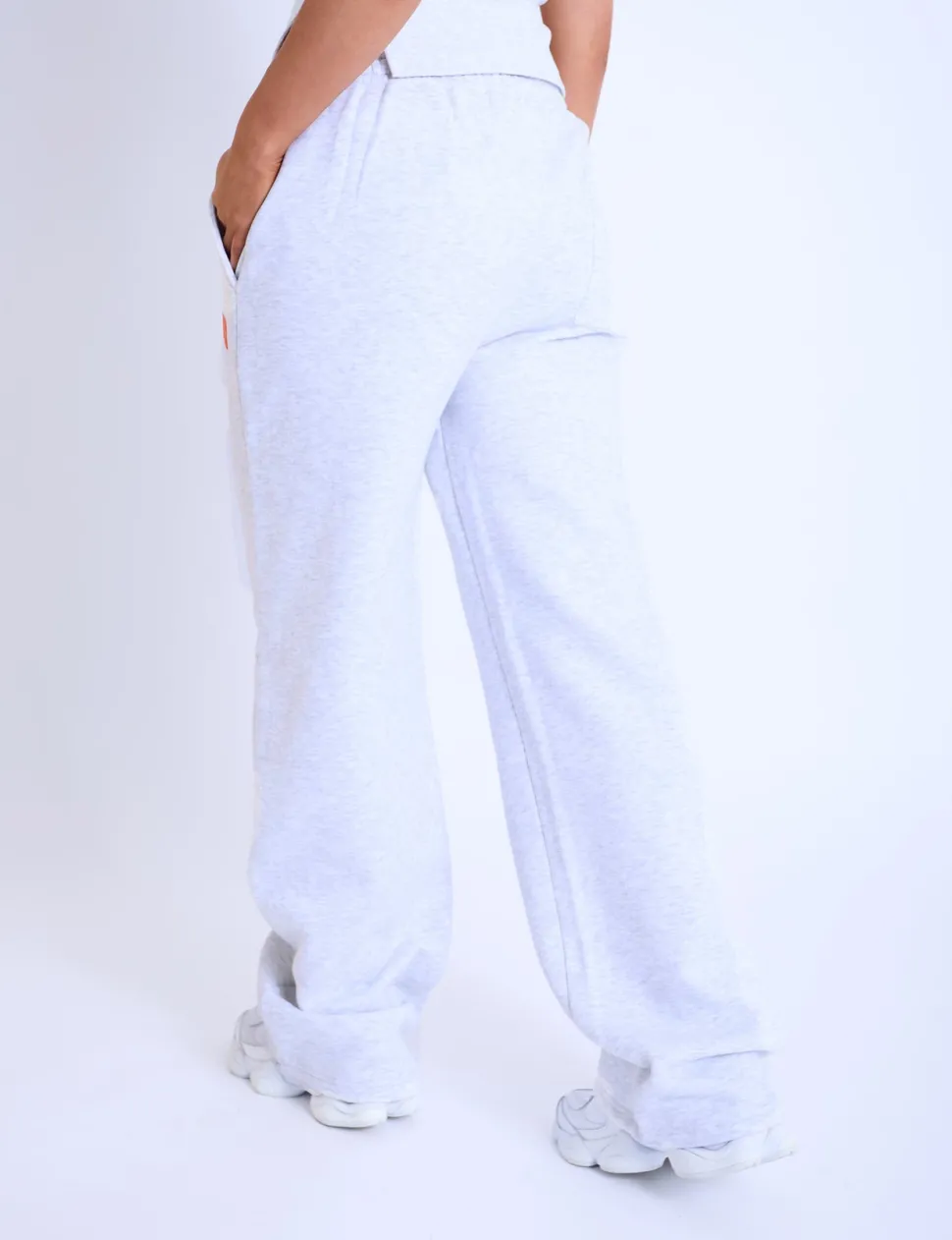 Clearance Kaiia Studio Bubble Logo Wide Leg Sweat Pants Light Grey Marl & Orange Sculpt & Leisure | Kaiia The Label