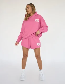 New Kaiia Studio Bubble Logo Oversized Hoodie Pink Back In Stock | Sculpt & Leisure