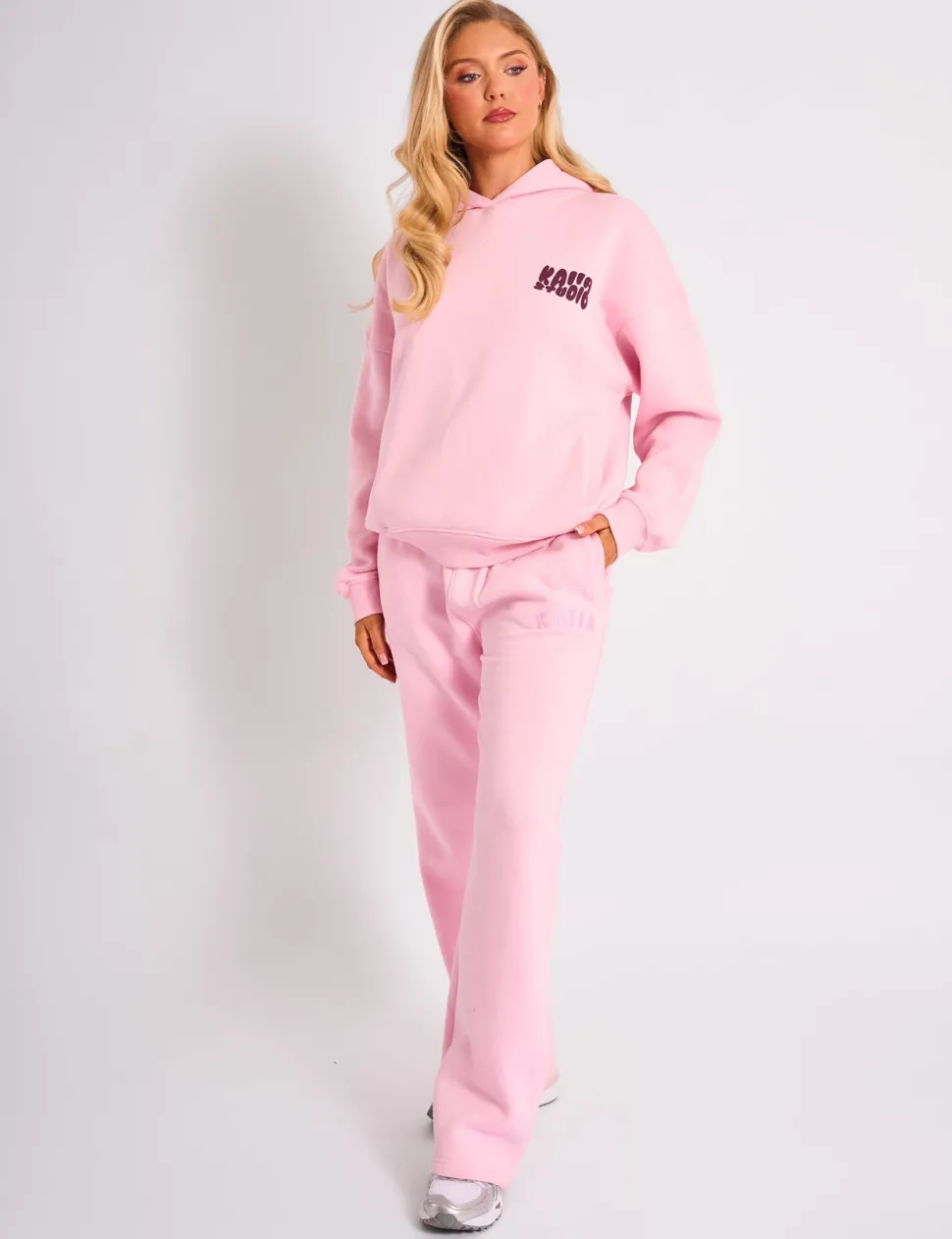 Online Kaiia Studio Bubble Logo Oversized Hoodie Pink & Plum Sculpt & Leisure | Kaiia The Label