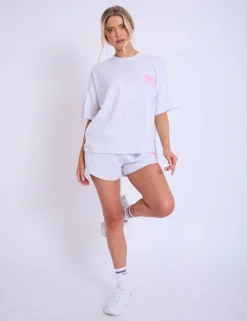 Fashion Kaiia Studio Bubble Logo Oversized T-shirt Light Grey Marl & Pink Sculpt & Leisure | Kaiia The Label