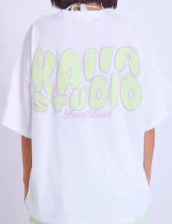 Fashion Kaiia Studio Bubble Logo Oversized T-shirt & Lime Sculpt & Leisure | Kaiia The Label