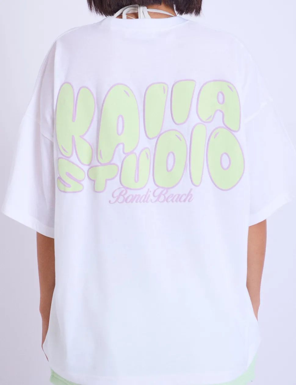 Fashion Kaiia Studio Bubble Logo Oversized T-shirt & Lime Sculpt & Leisure | Kaiia The Label