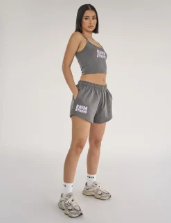 Flash Sale Kaiia Studio Bubble Logo Sweat Shorts Dark Grey & Lilac Sculpt & Leisure | Kaiia The Label