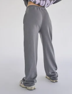 Outlet Kaiia Studio Bubble Logo Wide Leg Sweat Pants Dark Grey & Lilac Sculpt & Leisure | Kaiia The Label