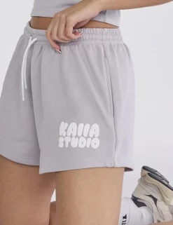 Flash Sale Kaiia Studio Bubble Logo Sweat Shorts Light Grey Sculpt & Leisure | Kaiia The Label
