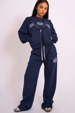 Shop Kaiia Studio Bubble Logo Zip Through Hoodie Navy Sculpt & Leisure | Kaiia The Label