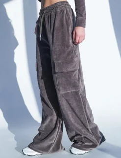Best Sale Kaiia Studio Cargo Pocket Velour Trousers Dark Grey Sculpt & Leisure | Kaiia The Label