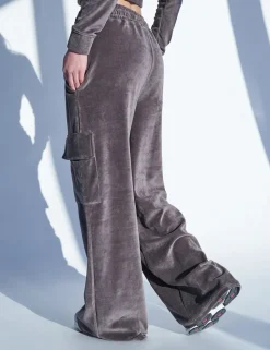 Best Sale Kaiia Studio Cargo Pocket Velour Trousers Dark Grey Sculpt & Leisure | Kaiia The Label