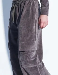Best Sale Kaiia Studio Cargo Pocket Velour Trousers Dark Grey Sculpt & Leisure | Kaiia The Label