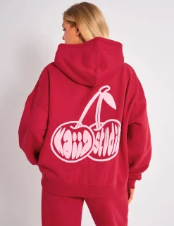 Fashion Kaiia Studio Cherry Graphic Oversized Hoodie Red & Pink Sculpt & Leisure | Kaiia The Label