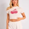 Clearance Kaiia Studio Cherry Graphic Baby Tee Cream & Red Sculpt & Leisure | Kaiia The Label