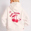 Cheap Kaiia Studio Cherry Graphic Oversized Hoodie Cream & Red Tracksuits | Tracksuits