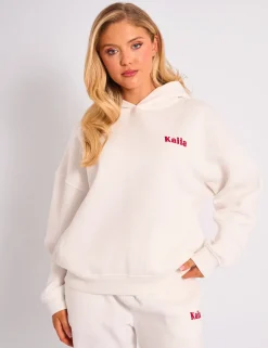 Cheap Kaiia Studio Cherry Graphic Oversized Hoodie Cream & Red Tracksuits | Tracksuits