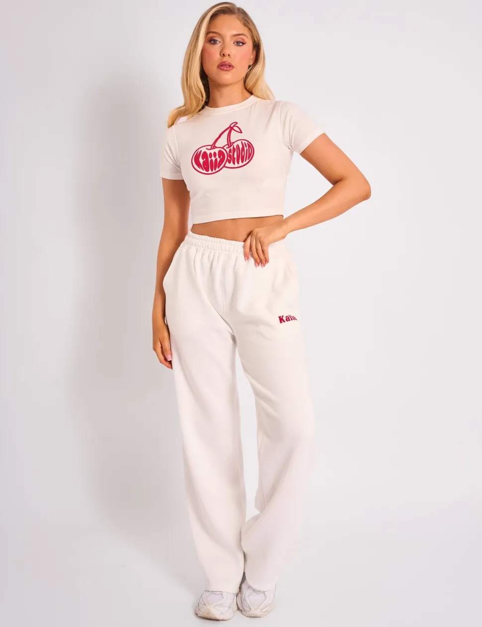Clearance Kaiia Studio Cherry Graphic Baby Tee Cream & Red Sculpt & Leisure | Kaiia The Label