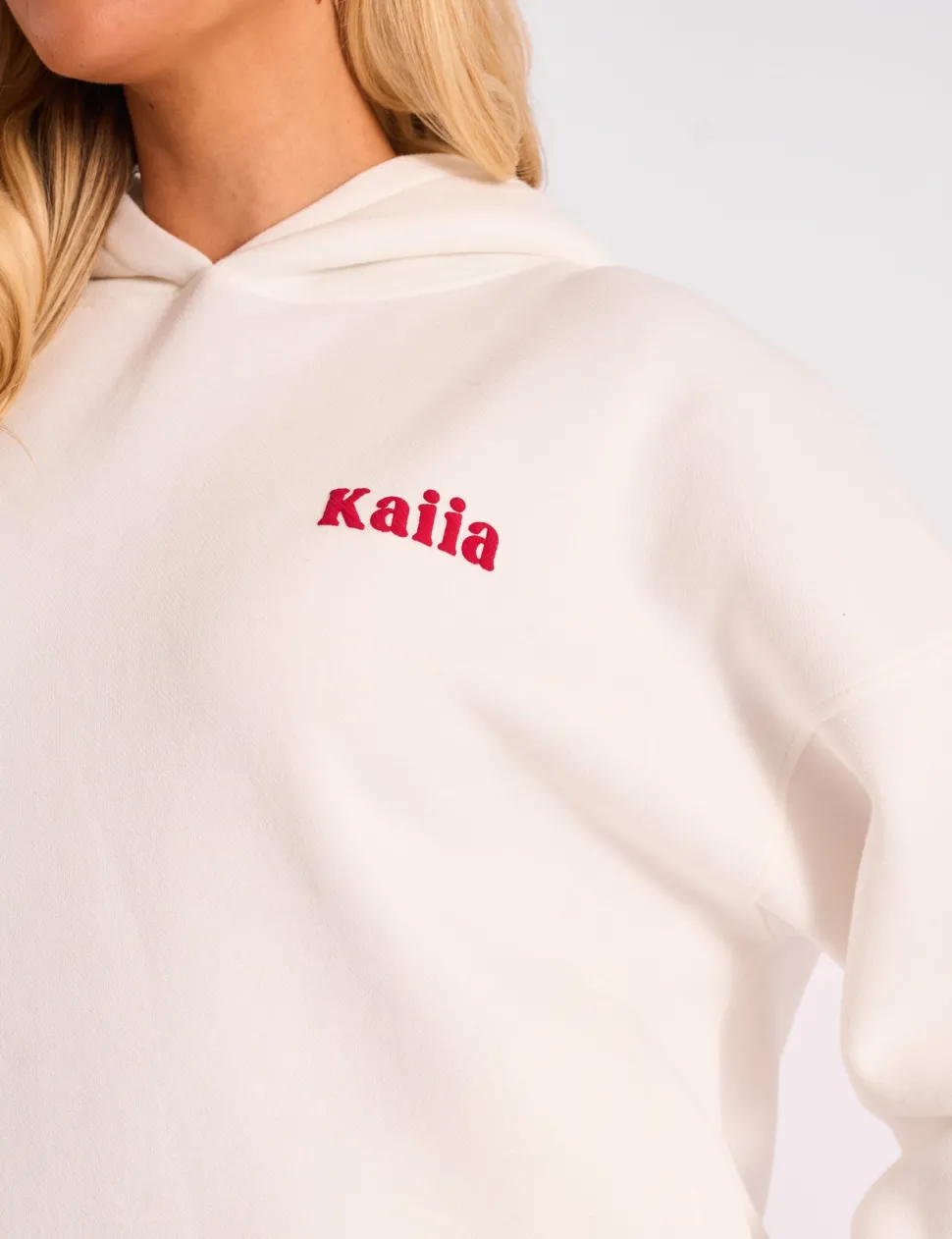 Cheap Kaiia Studio Cherry Graphic Oversized Hoodie Cream & Red Tracksuits | Tracksuits