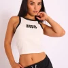Shop Kaiia Studio Contrast Binding Racer Vest White & Black Sculpt & Leisure | Kaiia The Label