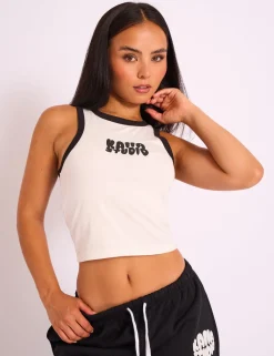 Shop Kaiia Studio Contrast Binding Racer Vest White & Black Sculpt & Leisure | Kaiia The Label