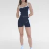 Outlet Kaiia Studio Contrast Panel Ribbed Mini Shorts & White Sculpt & Leisure | Kaiia The Label