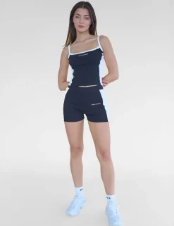 Outlet Kaiia Studio Contrast Panel Ribbed Mini Shorts & White Sculpt & Leisure | Kaiia The Label