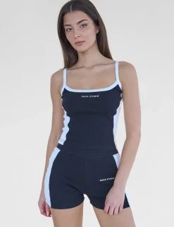 Online Kaiia Studio Contrast Panel Ribbed Vest Top & White Sculpt & Leisure | Kaiia The Label