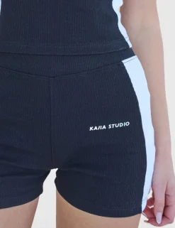 Outlet Kaiia Studio Contrast Panel Ribbed Mini Shorts & White Sculpt & Leisure | Kaiia The Label