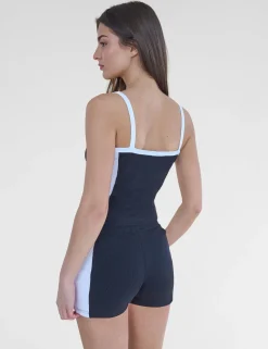 Online Kaiia Studio Contrast Panel Ribbed Vest Top & White Sculpt & Leisure | Kaiia The Label