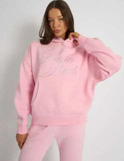 Sale Kaiia Studio Diamante Embellished Oversized Hoodie Baby Pink Sculpt & Leisure | Kaiia The Label
