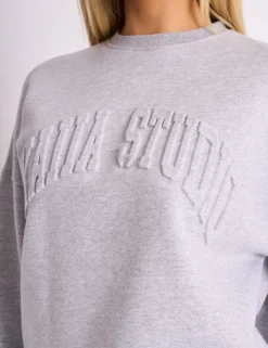Fashion Kaiia Studio Embossed Logo Oversized Sweatshirt Grey Marl Sculpt & Leisure | Kaiia The Label
