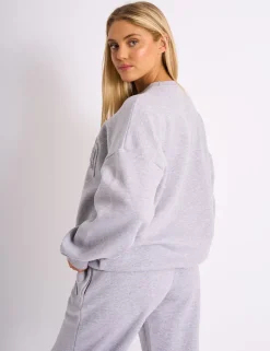 Fashion Kaiia Studio Embossed Logo Oversized Sweatshirt Grey Marl Sculpt & Leisure | Kaiia The Label
