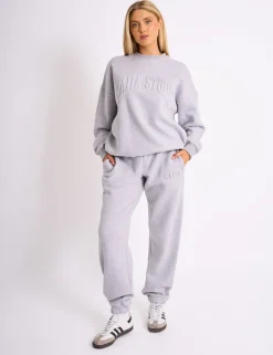 Fashion Kaiia Studio Embossed Logo Oversized Sweatshirt Grey Marl Sculpt & Leisure | Kaiia The Label