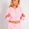 Flash Sale Kaiia Studio Logo Cropped Zip Up Hoodie Light Pink Sculpt & Leisure | Kaiia The Label