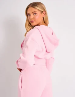 Flash Sale Kaiia Studio Logo Cropped Zip Up Hoodie Light Pink Sculpt & Leisure | Kaiia The Label
