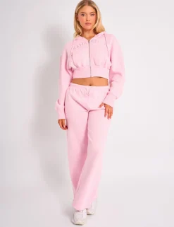 Flash Sale Kaiia Studio Logo Cropped Zip Up Hoodie Light Pink Sculpt & Leisure | Kaiia The Label