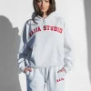 Store Kaiia Studio Oversized Hoodie Light Grey Marl & Red Back In Stock | Sculpt & Leisure