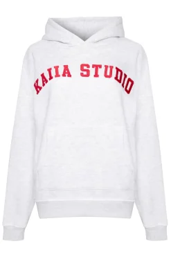 Store Kaiia Studio Oversized Hoodie Light Grey Marl & Red Back In Stock | Sculpt & Leisure