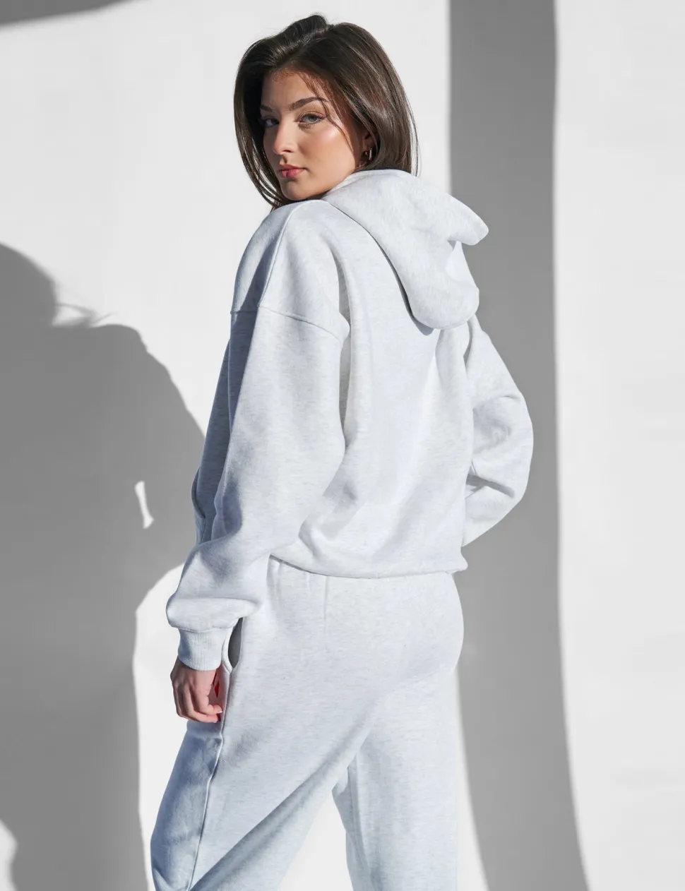 Store Kaiia Studio Oversized Hoodie Light Grey Marl & Red Back In Stock | Sculpt & Leisure