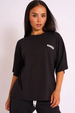 Sale Kaiia Studio Oversized Tee Black Sculpt & Leisure | Kaiia The Label