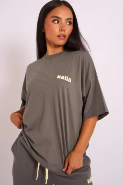 Best Kaiia Studio Oversized Tee Dark Grey Sculpt & Leisure | Kaiia The Label