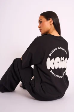 Sale Kaiia Studio Oversized Tee Black Sculpt & Leisure | Kaiia The Label