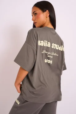 Best Kaiia Studio Oversized Tee Dark Grey Sculpt & Leisure | Kaiia The Label
