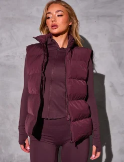 Fashion Kaiia Studio Padded Gilet Deep Burgundy Sculpt & Reset | Sculpt & Leisure
