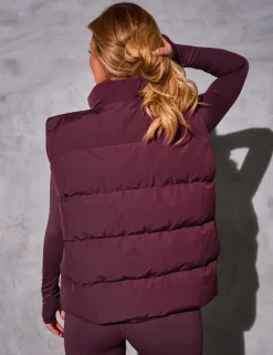 Fashion Kaiia Studio Padded Gilet Deep Burgundy Sculpt & Reset | Sculpt & Leisure