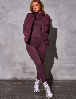 Fashion Kaiia Studio Padded Gilet Deep Burgundy Sculpt & Reset | Sculpt & Leisure