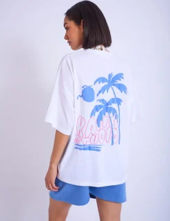 Sale Kaiia Studio Palm Tree Bubble Logo Oversized T-shirt & Blue Sculpt & Leisure | Kaiia The Label