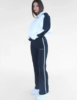 Fashion Kaiia Studio Piping Ribbed Wide Leg Leggings & White Sculpt & Leisure | Kaiia The Label