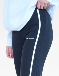 Fashion Kaiia Studio Piping Ribbed Wide Leg Leggings & White Sculpt & Leisure | Kaiia The Label
