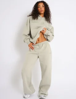 Sale Kaiia Studio Script Logo Wide Leg Joggers Matcha Sculpt & Leisure | Kaiia The Label